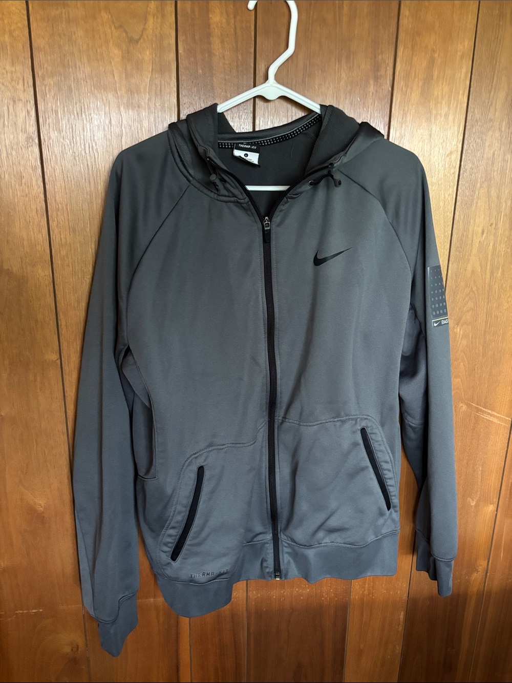 Nike Men's Charcoal Full-Zip Hooded Performance Jacket